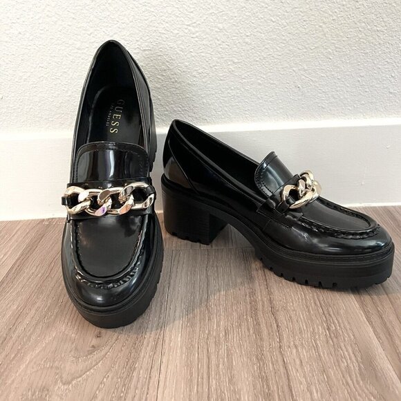 Guess Kimilee Platform Chunky Black Loafer Y2K Grunge Size 8.5 - Picture 2 of 9